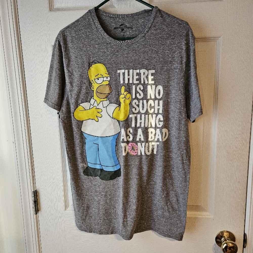 Mens Universal Studios The Simpsons Bad Donut Graphic Short Sleeve T Shirt Sz L